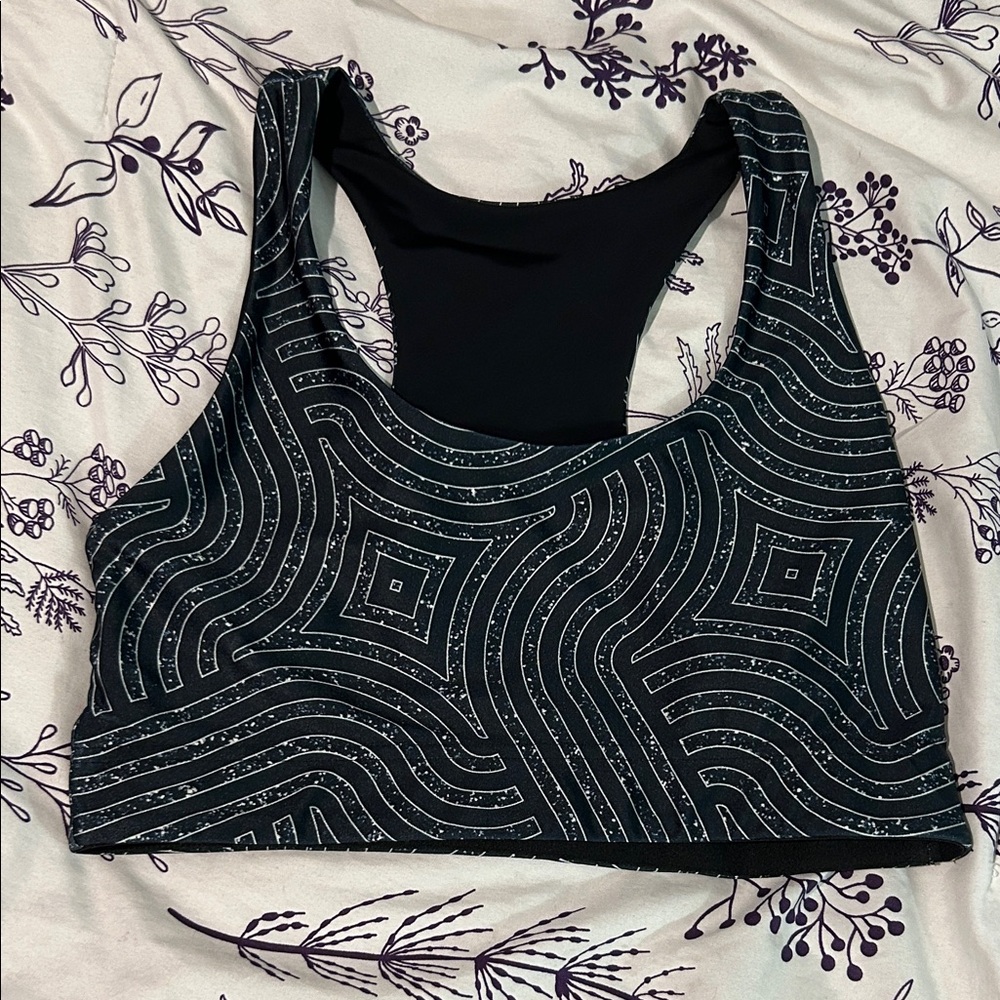 Terez Geometric Black Sports Bra